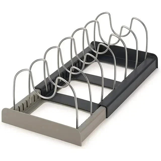 Expandable Stainless Steel Storage Rack Kitchen Cabinet Holder for Pan Pot Lid