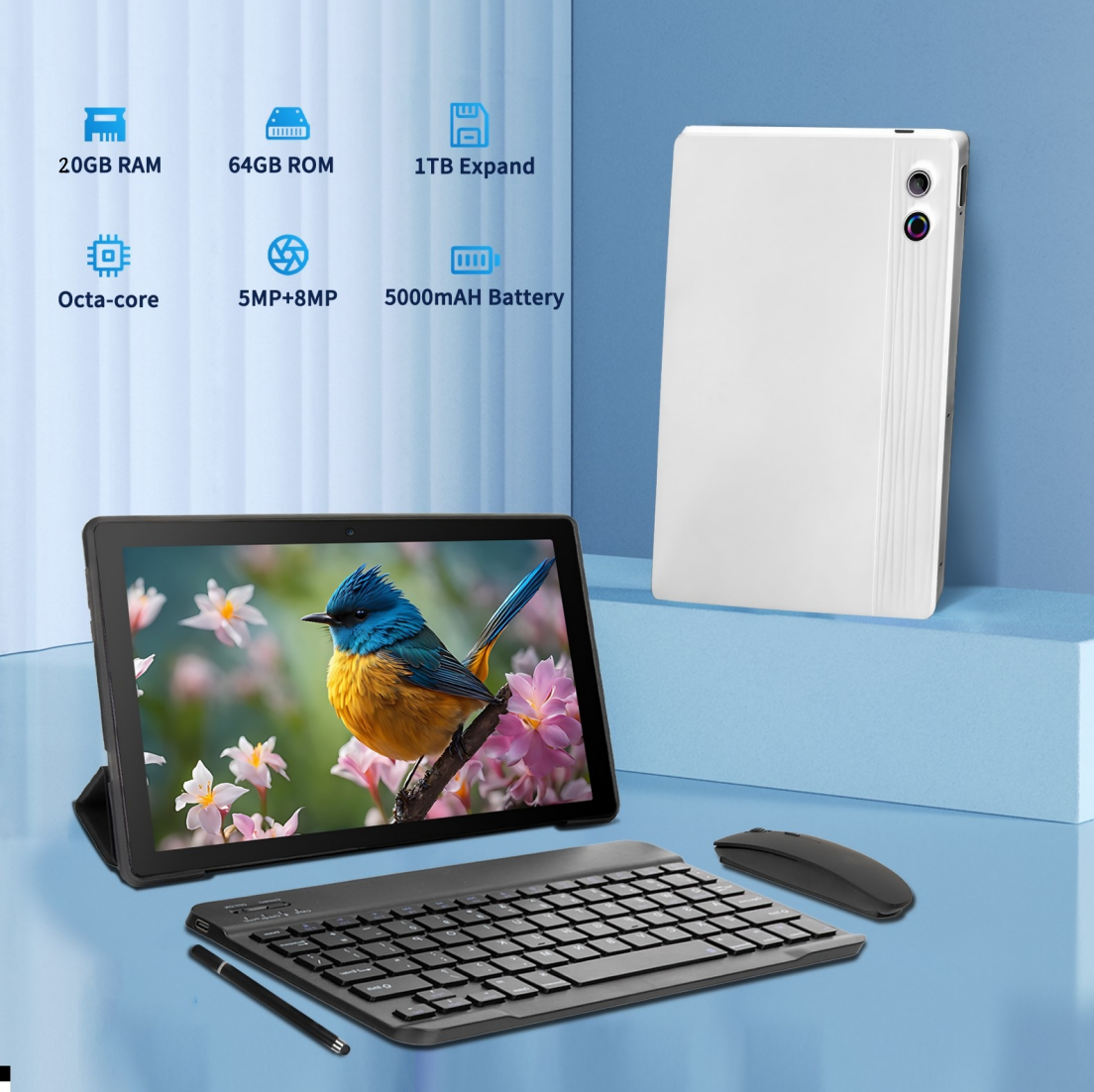 10 Inch Tablet with Keyboard 20GB+64GB (1TB TF) Wi-Fi 5000mAh 8-Core ...