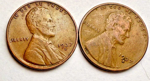 1937-S Lincoln Wheat 1c ~ EF / AU ~ 2 Coin Set~Sharp Distinct Wheat Line~ F30