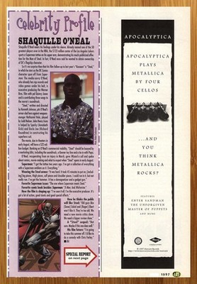 1997 Apocalyptica Metallica Print Ad/Poster Shaq Steel Movie Cello CD LP Art 90s