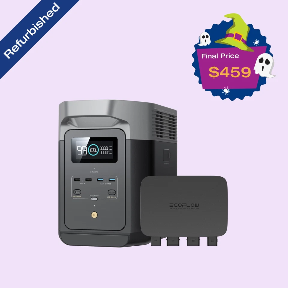 Зарядное устройство генератора EcoFlow 800 Вт с сертифицированной электростанцией отремонтированное