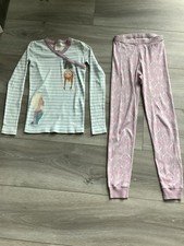 Hanna Andersson Girls Frozen 140 US 10 Two Piece PJ Set Organic Cotton Worn 1x