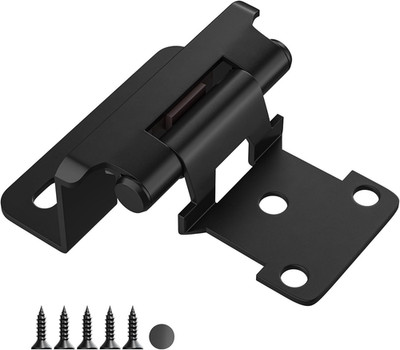Matte Black Cabinet Hinges, 4 Pack, Self-Closing with Door Bumper, 1/2'' Overlay