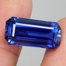 Certified 12.30 Ct Natural Ceylon Blue Sapphire  Stunning Emerald Cut Gemstone