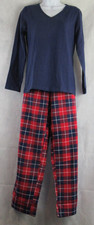Charter Club Women's 2-Piece Lounge Pajama Set, Red Navy Blue Plaid, Small