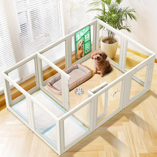 Auraspace Acrylic Indoor Dog Playpen for Puppies and Small Dogs, 24 Inch, 12 Pan