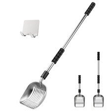 Cat Litter Scoop, Metal Litter Scooper with Deep Shovel, Detachable Long