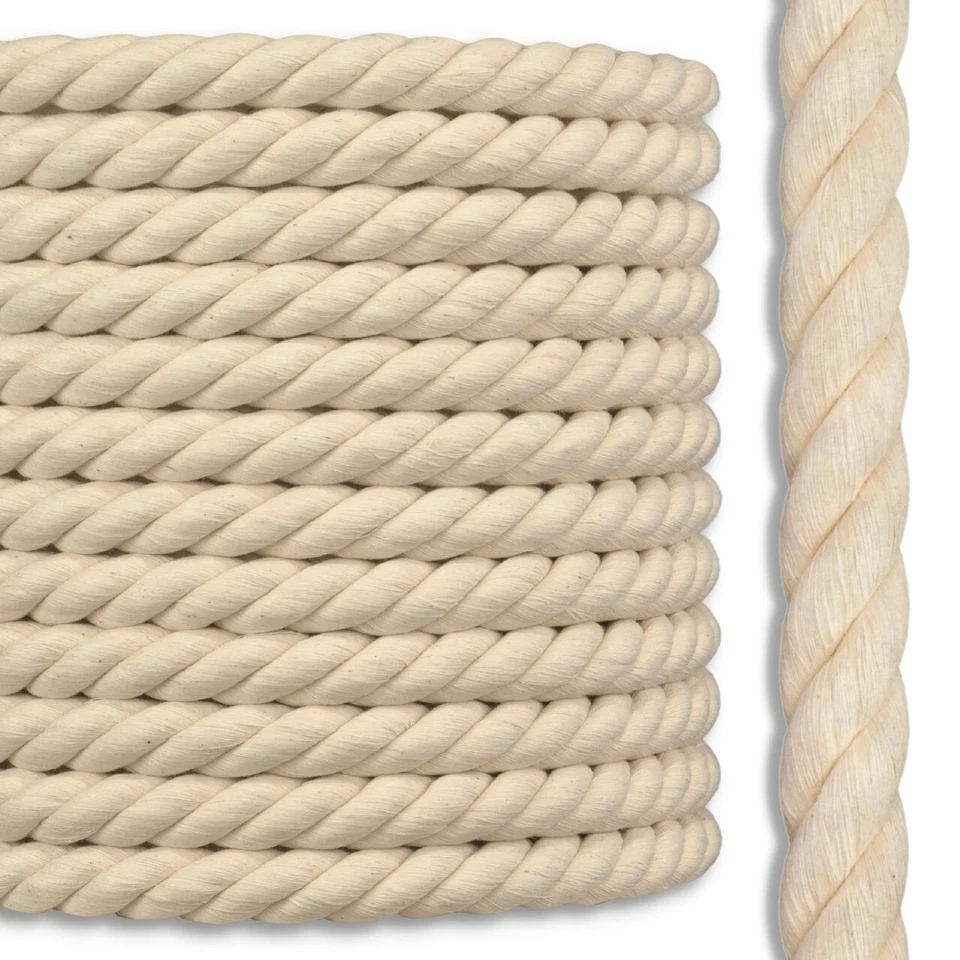 RIGHTROPE.COM Cotton Rope 100% Natural Twisted Decorative Crafts Arts Pet Toy DIY 3/16 to 1.5"