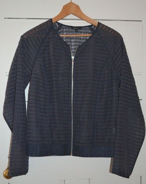 RW&CO Women’s Dark Blue Sheer Bomber Jacket Size S Good Condition
