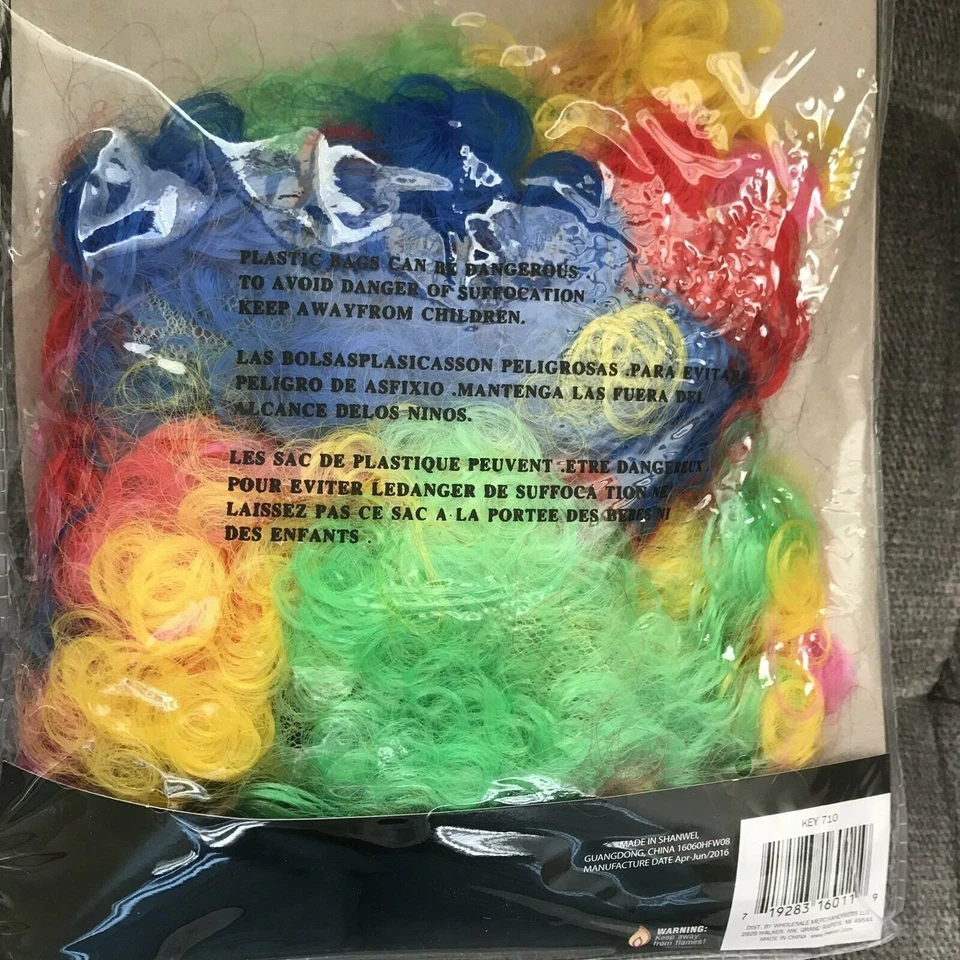 Peluca de payaso arco iris para niños rizada afro circo carnaval discoteca fútbol Foto 3 de 3