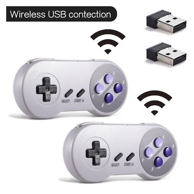2x Wireless SNES Controller Gamepad Joypad+ USB Receiver for PC MAC Raspberry Pi