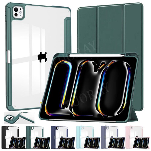 Smart Case For iPad Air 11" 13" 2024 / Pro 13" 11 Clear Cover With Pencil Holder