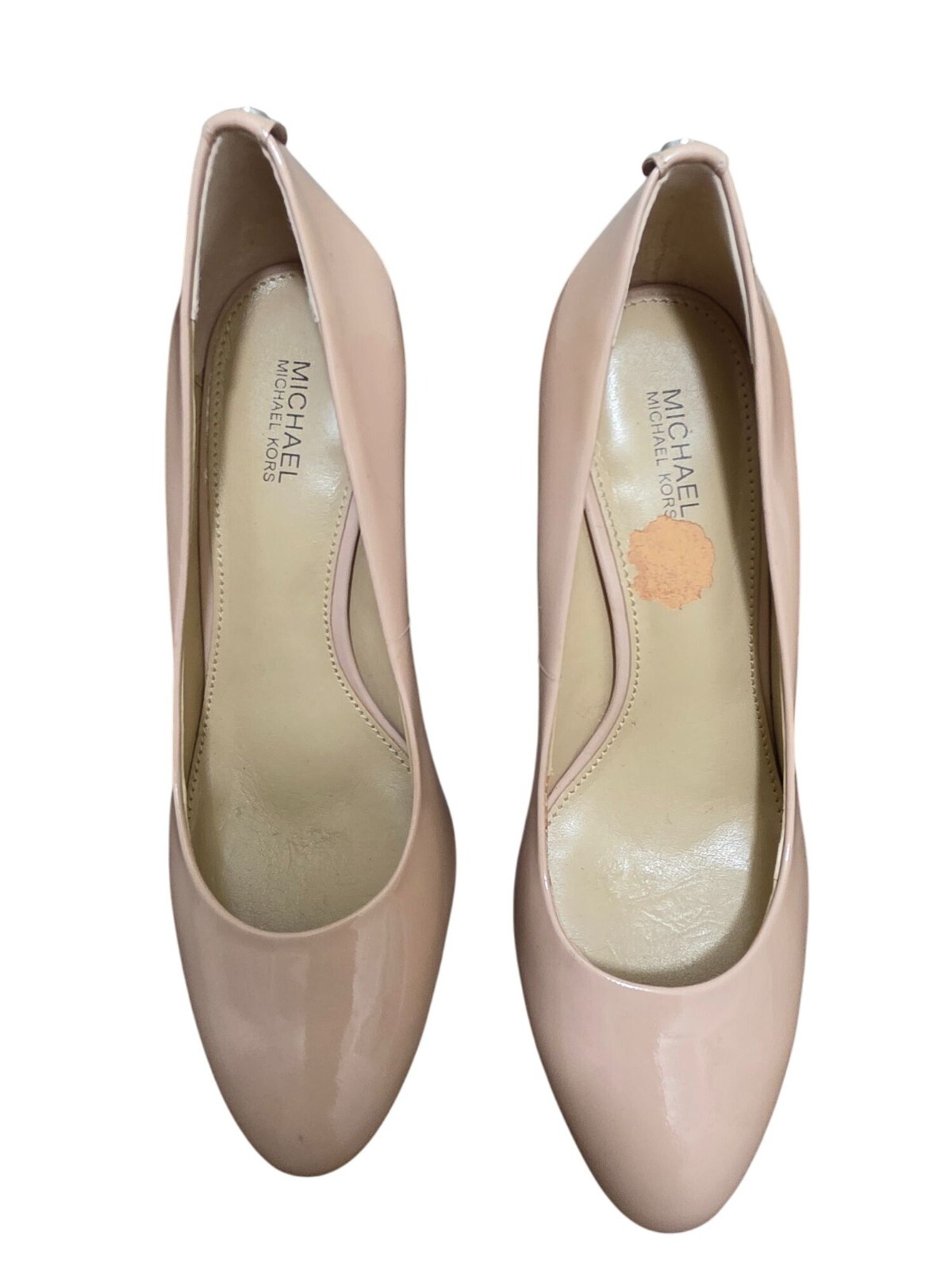 Michael Kors Nude Patent Leather Heels With Rhinestone Detail Size 6.5M