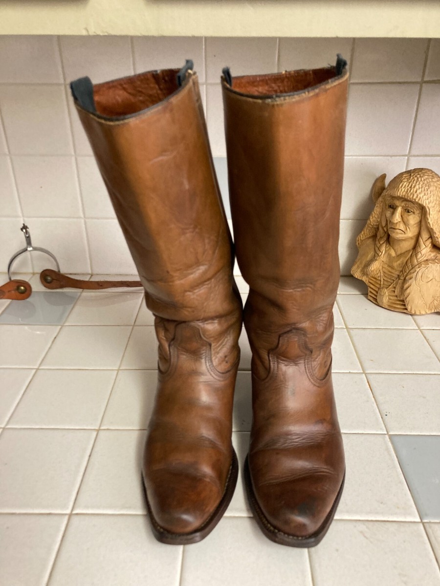 Vintage USA Tall Brown Leather Riding Boots D men