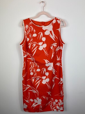Hobbs Dress Womens Size 16 UK Orange White Floral Pattern Dress