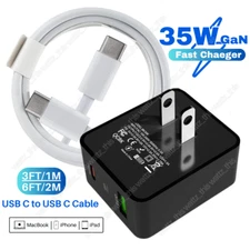 35W GaN Type C Fast Charger Block Adapter USB C To C Cable For iPhone 15 Samsung