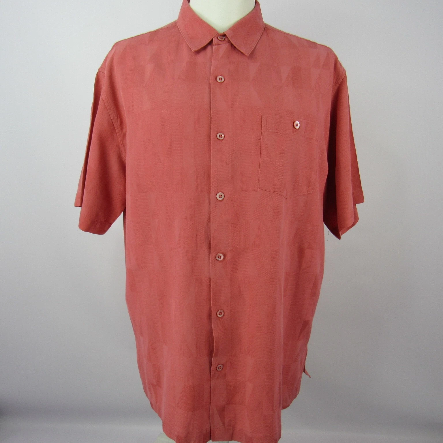 Tori Richard Shirt Men's XL Salmon Pink Button Up Casual Camp Relax Beach