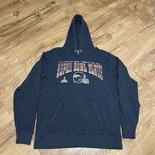 Denver Broncos Hoodie Super Bowl XLVIII Men Large Blue NFL Football 2014 Fleece