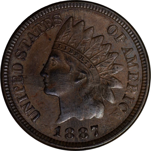 1887 Indian Head Cent ~ AU Detail