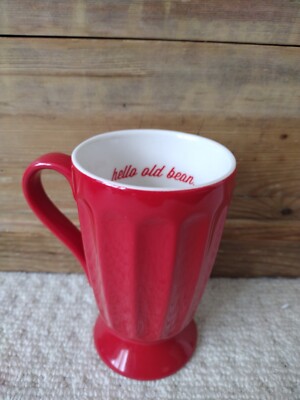 Rote HELLO OLD BEAN Kaffee-/Lattebecher von Graham Jowitt 
