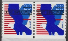 SCARCE LINERLESS TEST COIL TD123 TEST STAMPS VF PAIR SELF- ADHESIVE