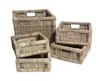 RattanköRbe-Set 5-Tlg. Regalkorb Schrankkorb Aufbewahrungskorb Rattan Box KöRbe