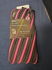ZIPIT All Purpose Pencil Pen Twister Pouch Black / Pink Glowy Zipper Bag NWT