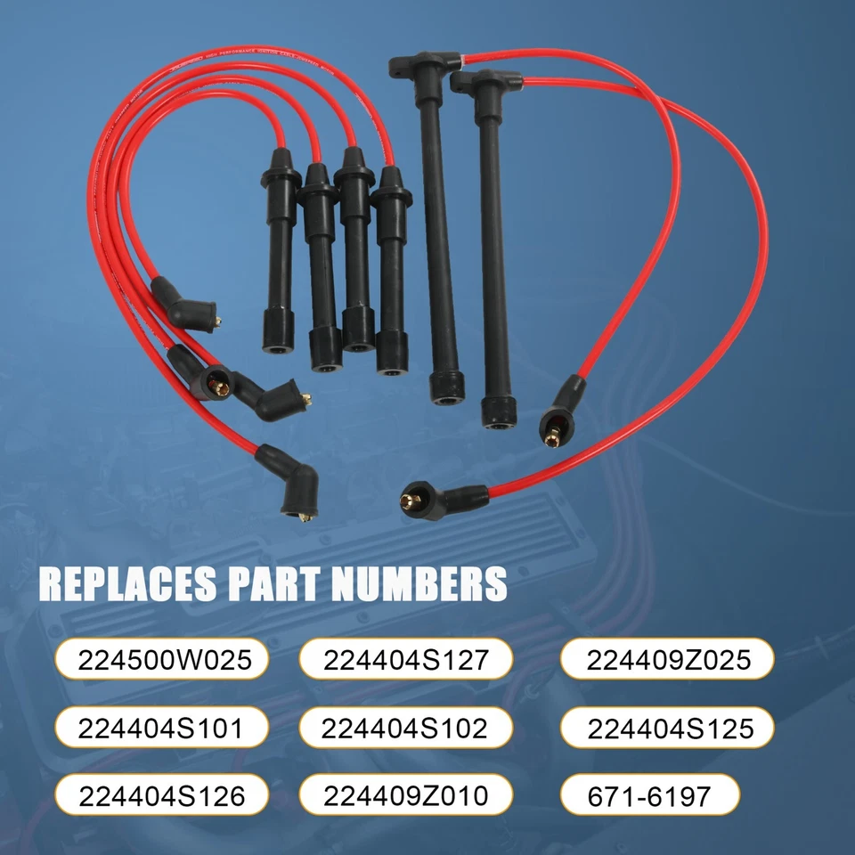 671-6197 Juego de 6 cables de bujía nuevos para Nissan Pathfinder Frontier QX4 Foto 3 de 4