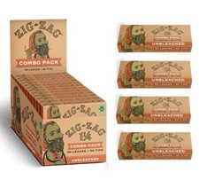 FOUR PACKS OF ZIG-ZAG 1 1/4 UNBLEACHED COMBO PACKS - 50 Papers/ 50 Tips per Pack
