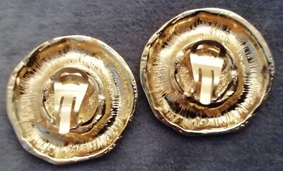 Boucles D'oreilles Clip Vintage Emmanuel Ungaro - Métal Doré, Style Couture, Occasion
