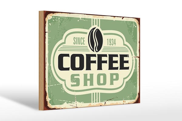 Holzschild Retro 30X20 Cm Kaffee Coffee Shop Since 1934 Deko Schild Wooden Sign-image