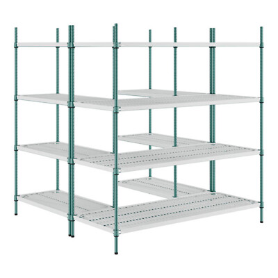Regency NSF Green Epoxy 5' Wide Walk-In 4-Tier Shelving w/ Drop Mat Shelf Liner