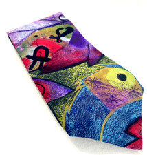 Ameri Mens Tie Silk Necktie 57 Long 4 Wide Multicolor