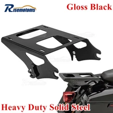 Black Detachables 2-Up Tour Pack Mount Luggage Rack For Harley Touring 14-25