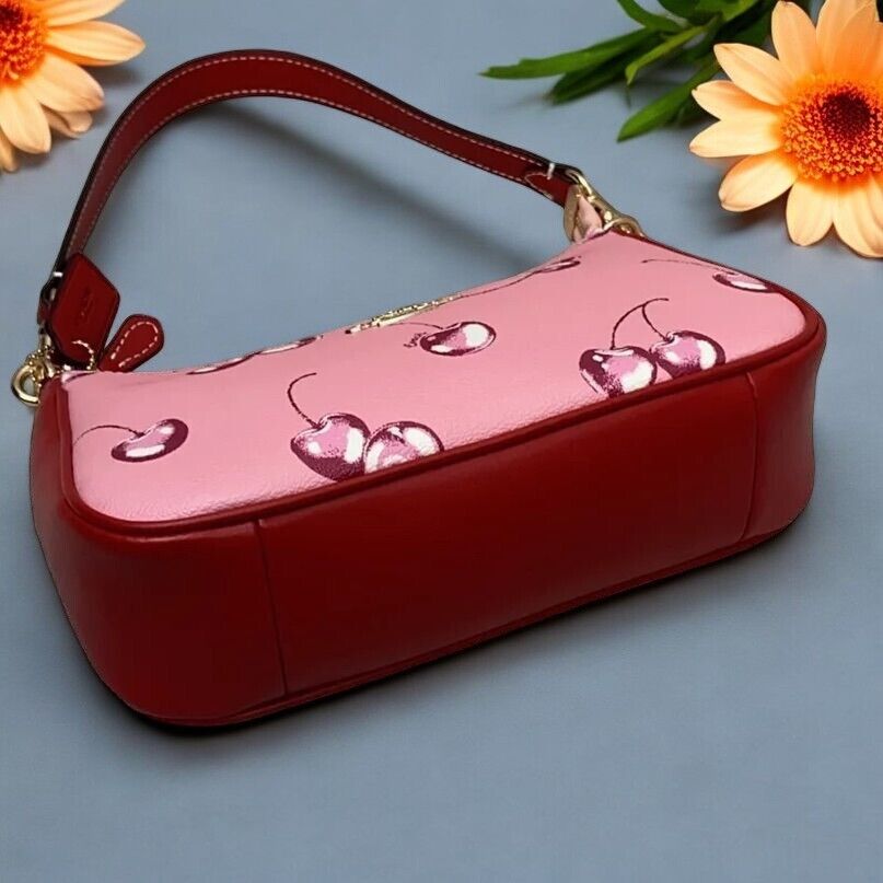 COACH CR290 2way Shoulder Bag Hand Bag Canvas Leather Cherry COACH CR290 2way Shoulder Bag Hand Bag Canvas Leather Cherry