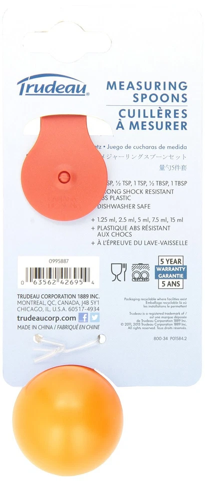 TRUDEAU MEASURING SPOONS MULTICOLOR SET OF 5 DISH SAFE  - Image 3 of 3