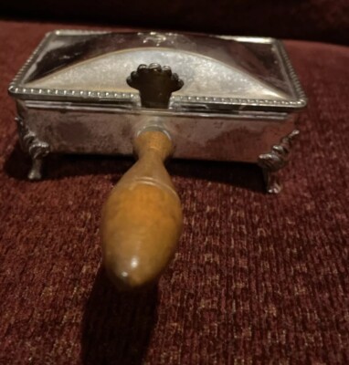 Vintage Lion Footed Silver Plate Cigarette Ash Box Hall Marked