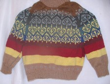 CHILD'S PULLOVER WARM SWEATER, 100 WOOL, HAND KNIT, NEW. 31" CHEST, 18" LONG
