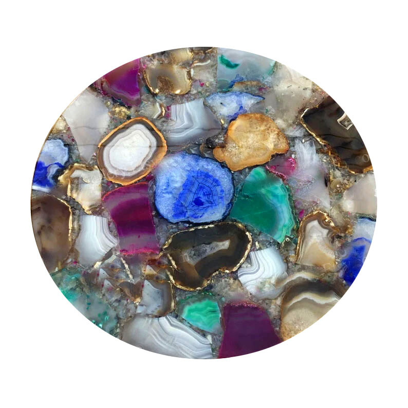 15x15 Mix Agate Round Side Table Handmade Indoor Outdoor Decor Coffee Table