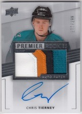 2014-15 Upper Deck Premier Rookies Auto Patch CHRIS TIERNEY 109 #/299 Sharks RPA
