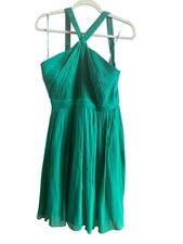 J Crew Green Silk M Halter Top Ruched Bodice Short Dress Size 8