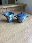 Roseville USA pottery Snowberry BLUE creamer and sugar set 🔥🔥🔥