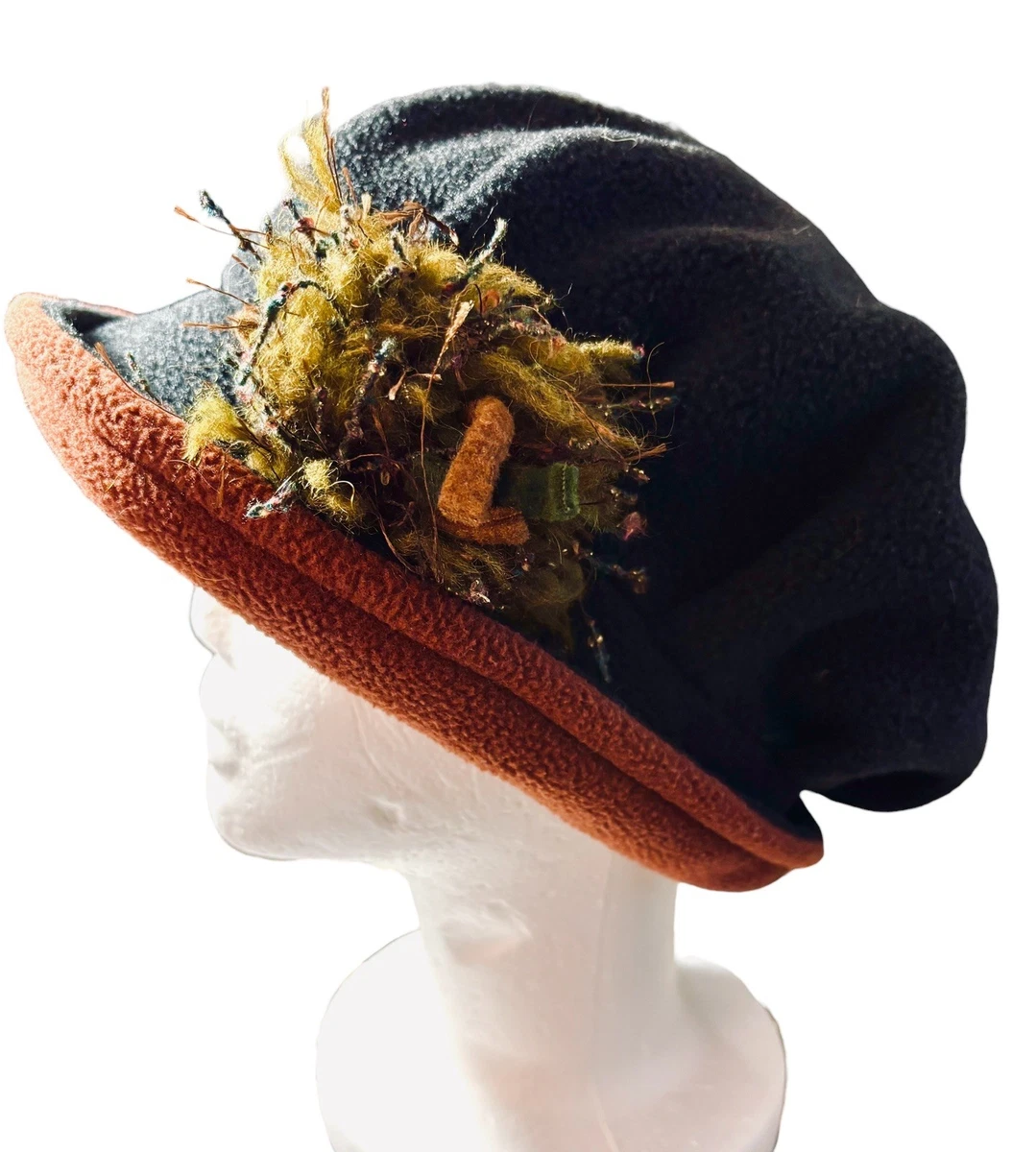 VTG Women\'s Black Fleece Bucket Hat Roll Brim Cloche One Size Cozy Winter Wool Bucket Hat Women Black - Etsy main image 4