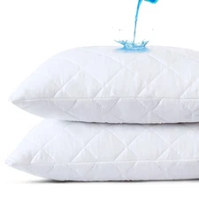 100% Waterproof Quilted Pillow Protectors Queen and King Size Protective Covers