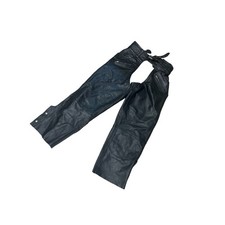 Highway One Black Leather Motorcycle Chaps XXL Biker Riding Gear Zippers Pockets