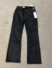 PILCRO BY ANTHROPOLOGIE woman's black the Yaya coated denim pants, SZ 27, BNWT 