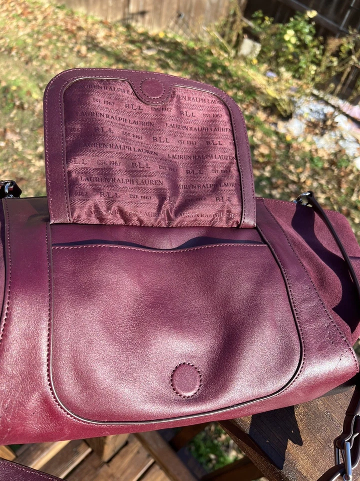 BOLSO DE MANO RALPH LAUREN Berwick Mediano Marley Vachetta Borgoña CUERO Foto 2 de 4