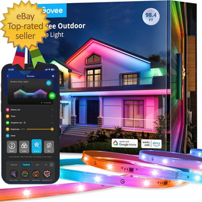 Outdoor LED Strip Lights 98.4Ft Smart Outdoor Lights Work with Alexa