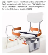 Eagle Health Supplies Tub-Mount Sliding Shower Chair Tub Transfer Bench with...