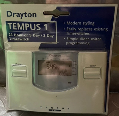 Drayton Tempus 1 Zeitschalter 24 Stunden oder 5/2 Tage Programmierung schneller Versand